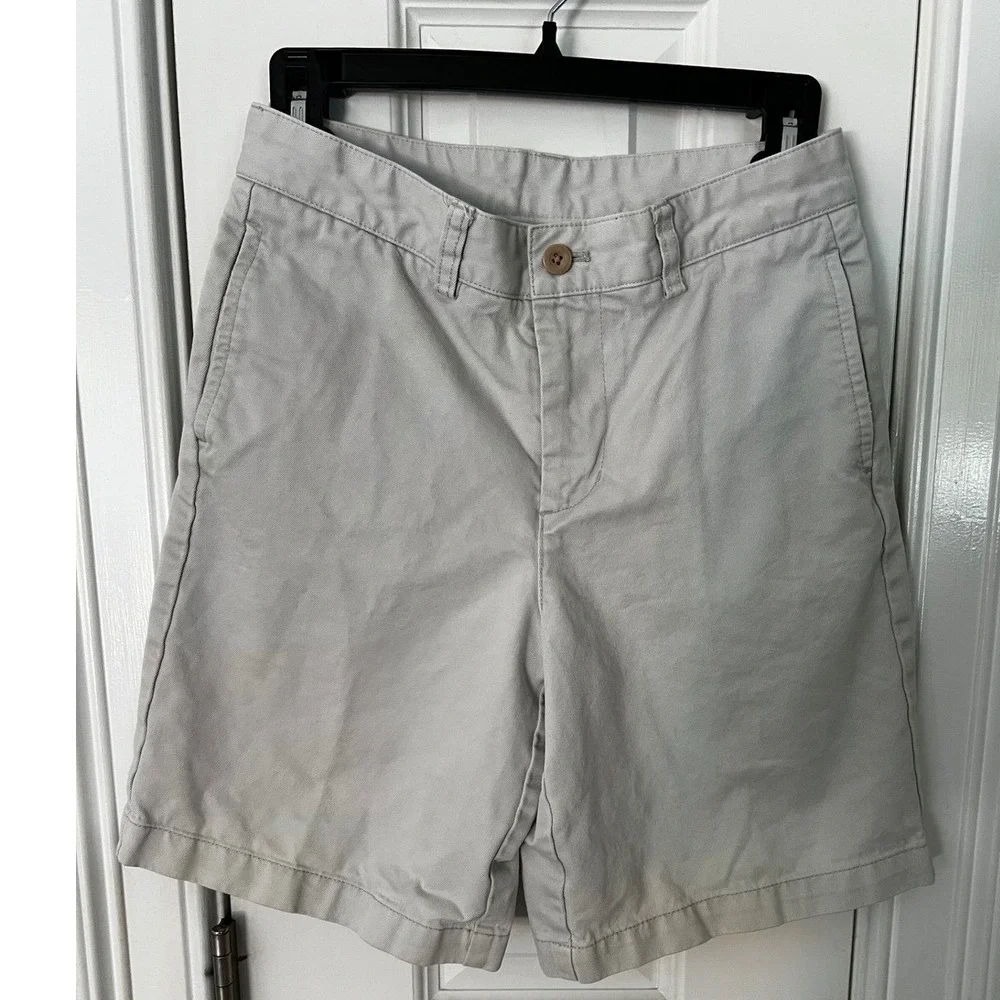 Vineyard Vines Boys Chino Shorts Stone Khaki Cotton Twill Size 12